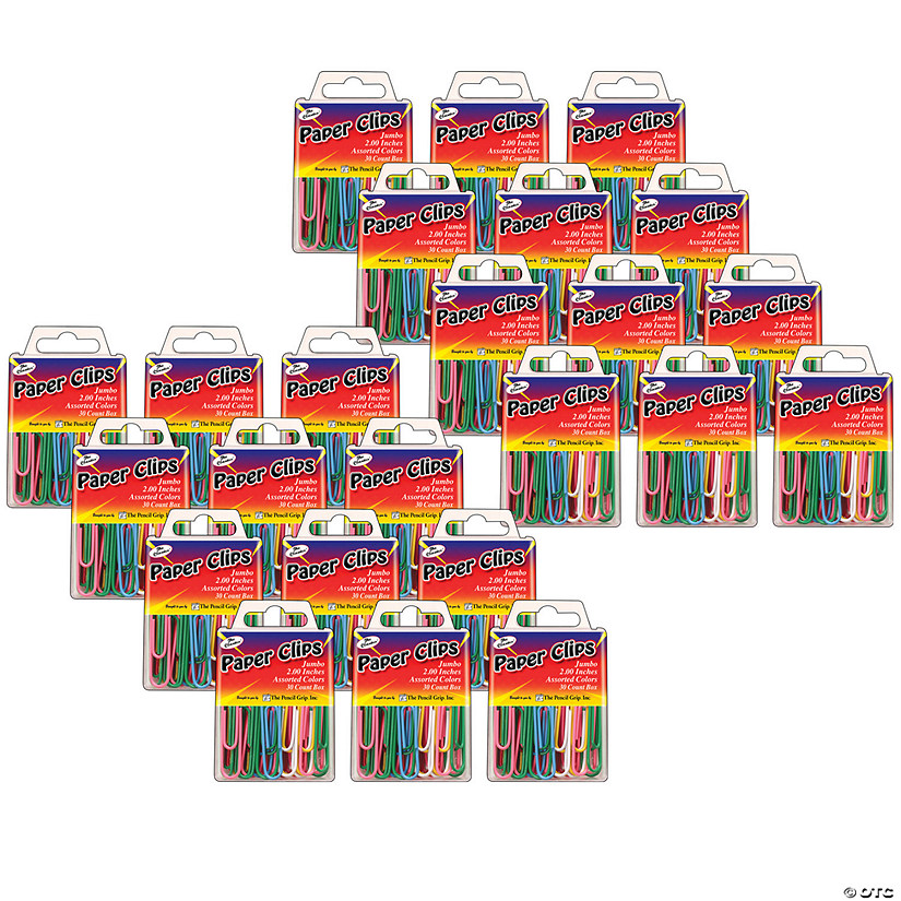 The Pencil Grip The Classics Paper Clips, 2", Assorted Colors, 30 Per Pack, 24 Packs Image