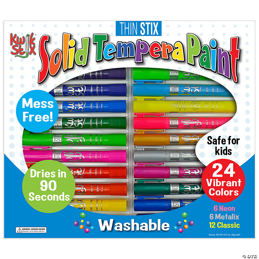 The Pencil Grip Thin StiProper Solid Tempera Paint Set (Classic, Neon