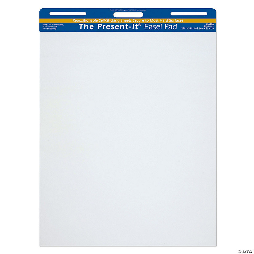 The Present-It Easel Pad, Self-Adhesive, White, Unruled 27" x 34", 25 Sheets Image