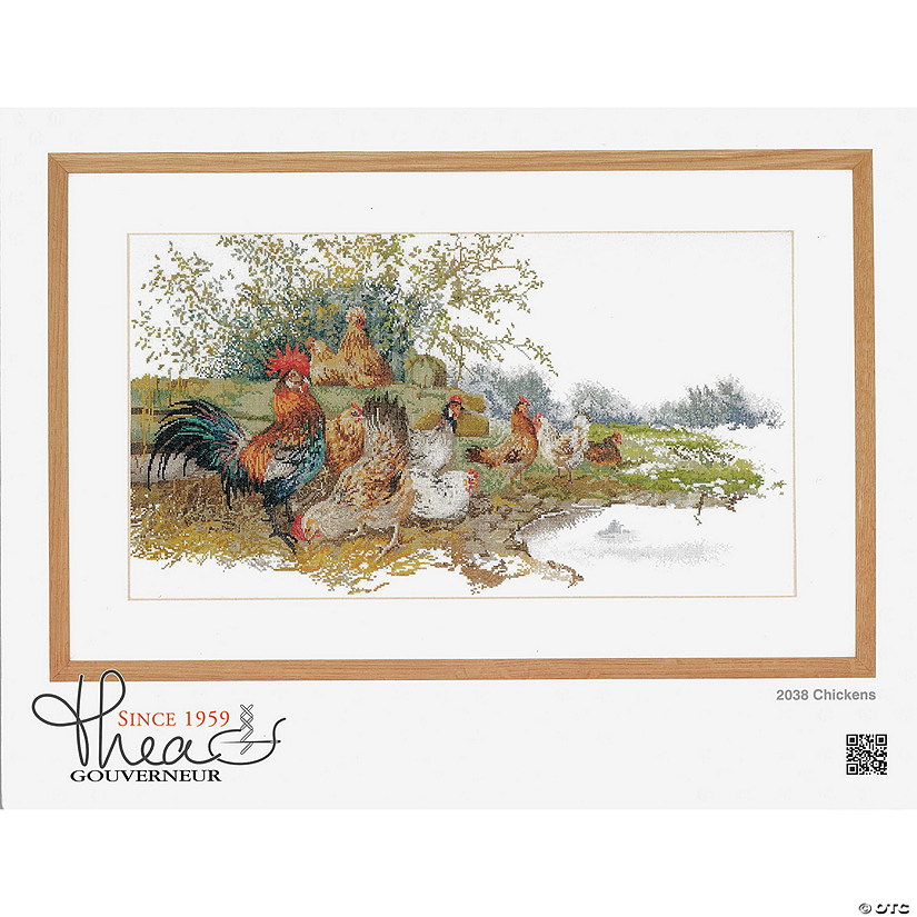 Thea Gouverneur Cross Stitch Kit 16ct Chickens Image