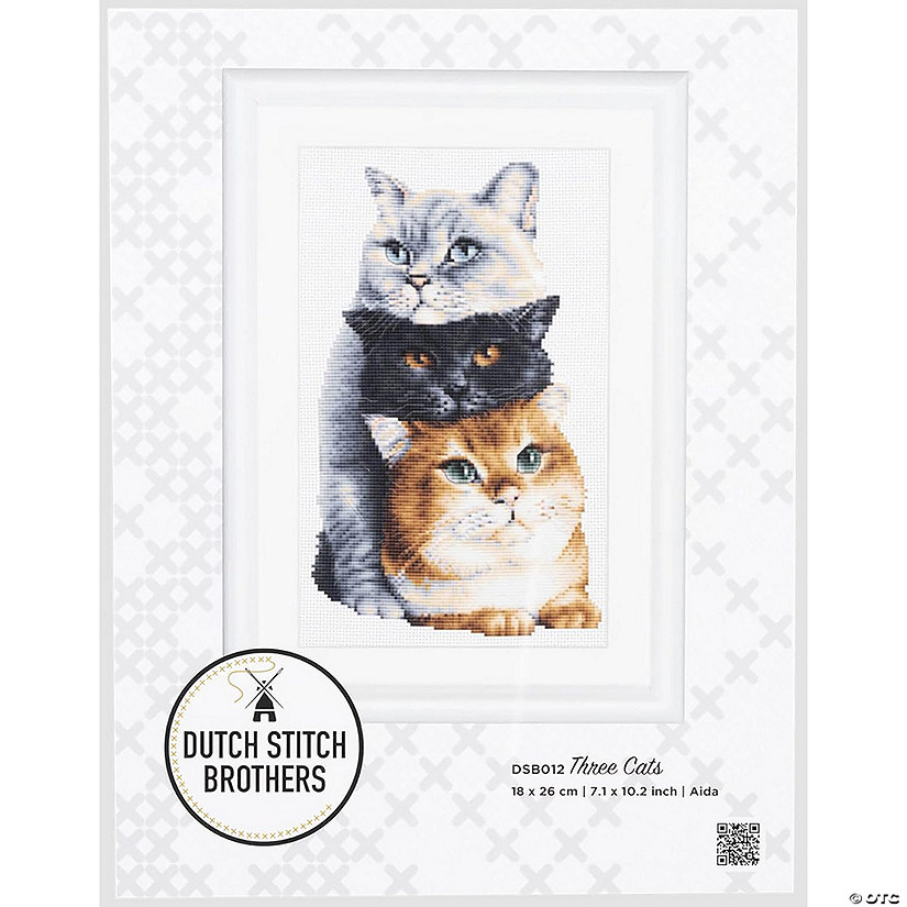 Thea Gouverneur Cross Stitch Kit Three Cats White Image