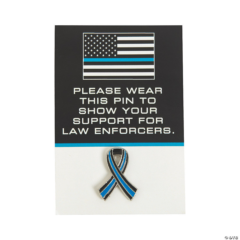 Thin Blue Line Awareness Pins with Card - 12 Pc. Image