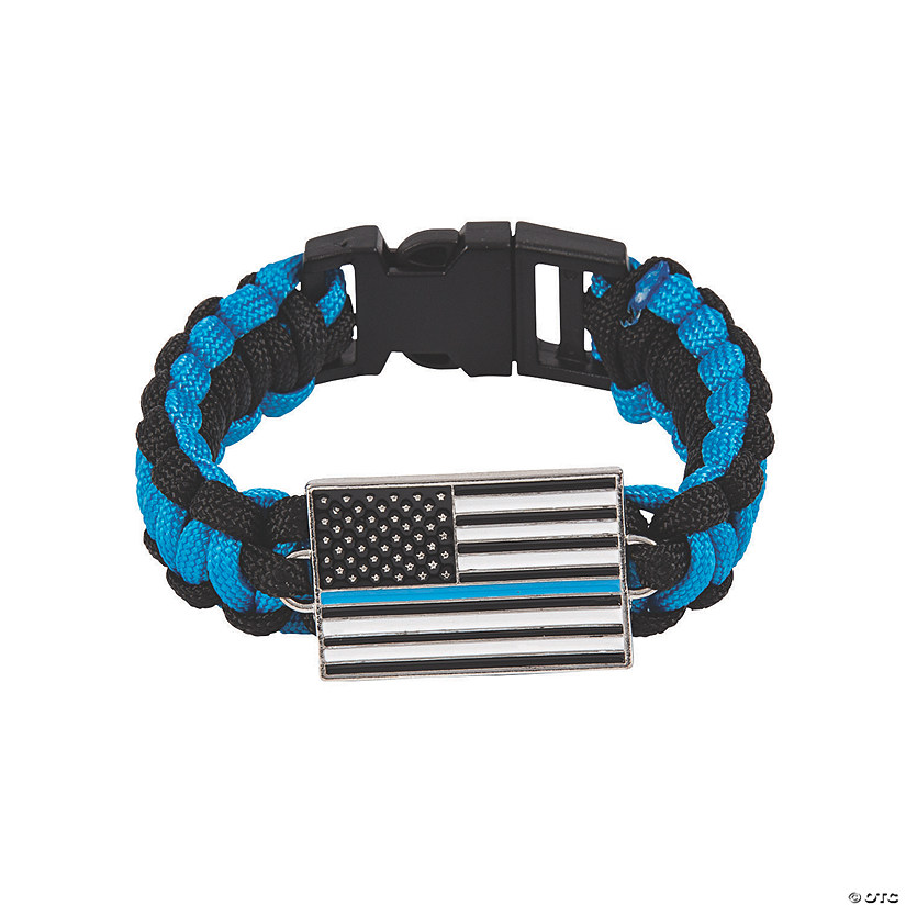 Thin Blue Line Paracord Bracelets - 6 Pc. Image