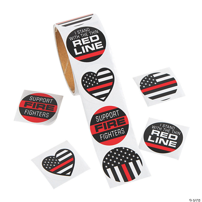 Thin Red Line Sticker Roll - 100 Pc. Image