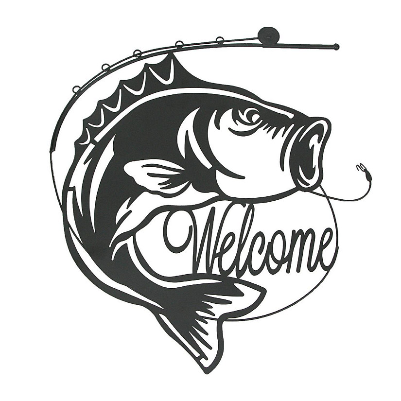 Things2Die4 19 Inch Laser Cut Metal Bass Welcome Sign Home Decor Vintage Wall Hanging Art Image