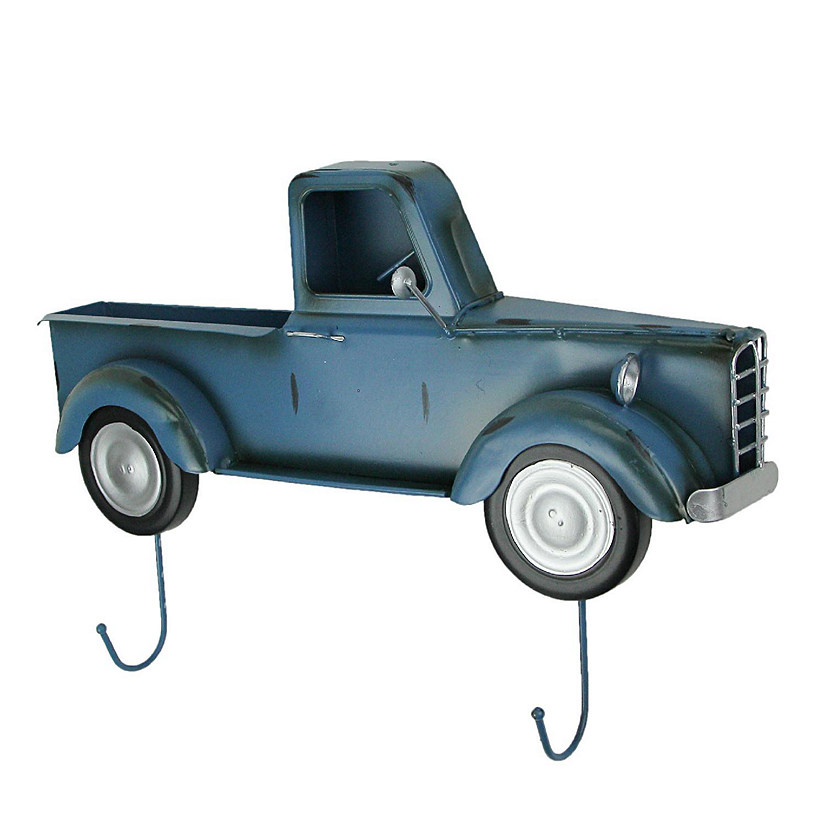 Things2Die4 Blue Metal Vintage Truck Wall Hook Rack Decorative Key Coat Holder Towel Hanger Image