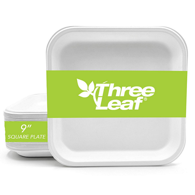 Three Leaf 9" Bagasse Disposable Square Plate, 500 Ct. Image