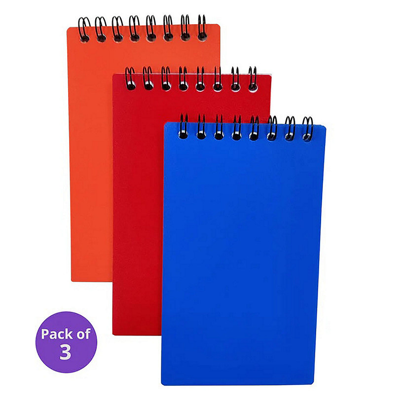 Three Leaf Memo Book 3X5 Double Wire Plain Poly Cover Top Bound3Pk