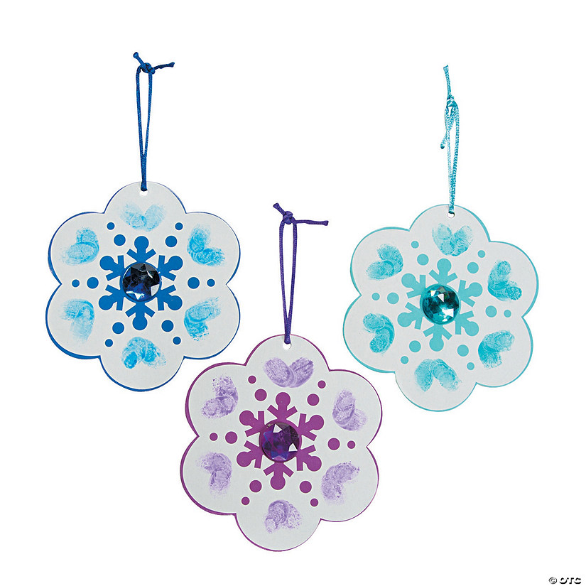 Thumbprint Snowflake Christmas Ornament Craft Kit - Makes 12 - Less Than Perfect Image