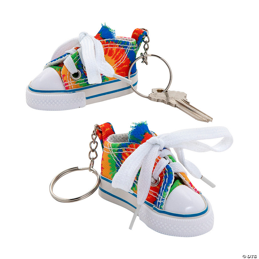 Tie-Dye Canvas Tennis Shoe Keychains - 12 Pc. | Oriental Trading