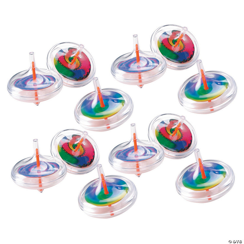 Tie-Dye Swirl Spin Tops - 12 Pc. Image