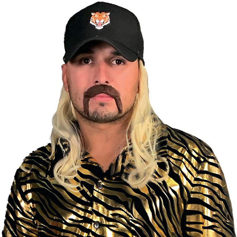 Tiger Trainer Hat w/ Attached Mullet Adult Costume Accessory One Size Image