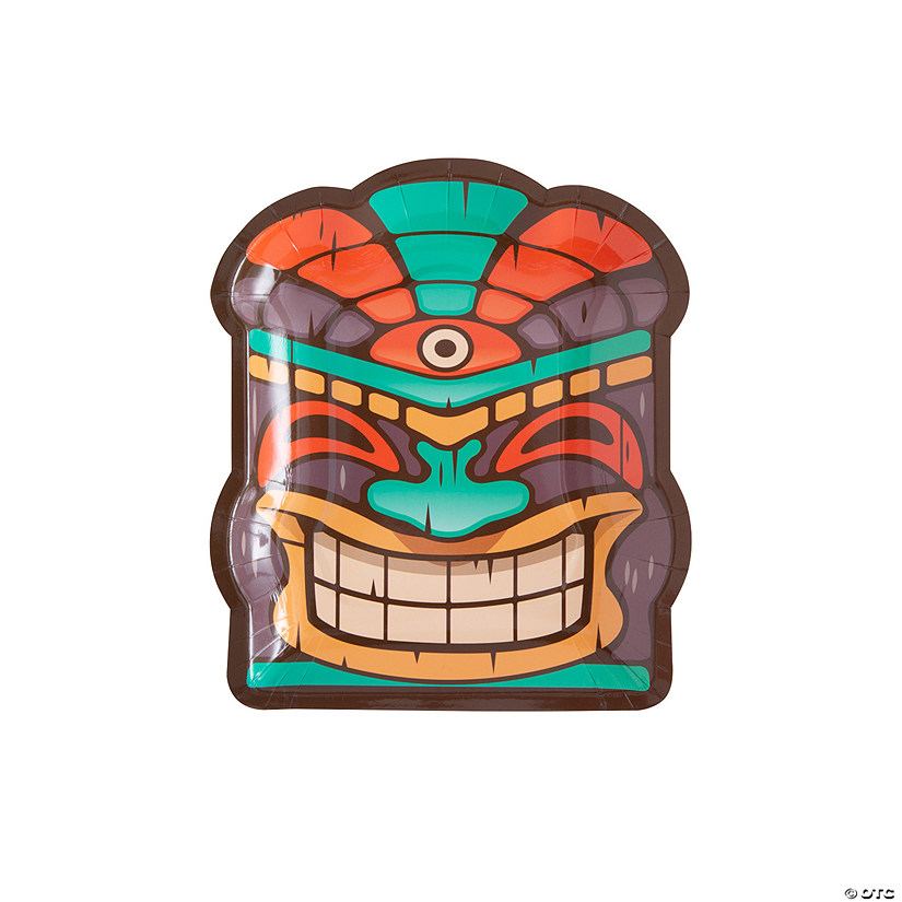 Tiki Party Mask-Shaped Paper Dessert Plates - 8 Ct. Image