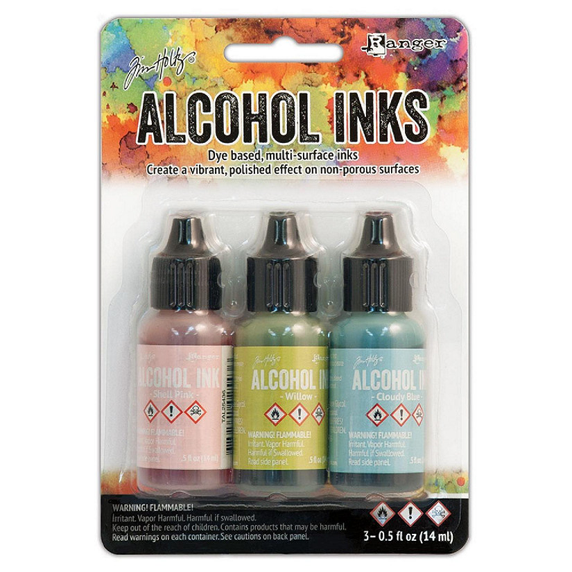 Tim Holtz Alcohol Ink .5oz 3/Pkg-Countryside-Shell Pnk/Willow/Cloudy Blue Image