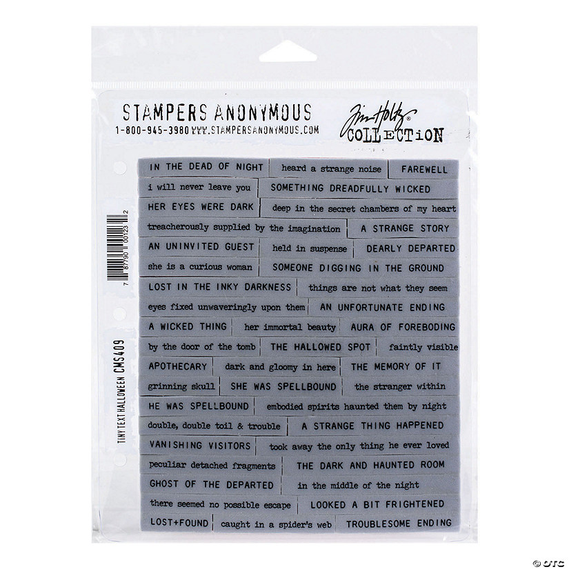 Tim Holtz Cling Stamps 7"X8.5"-Tiny Text Halloween Image