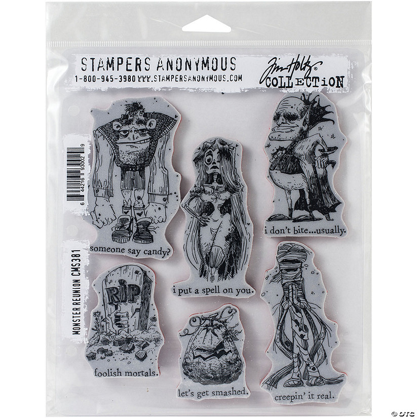 Tim Holtz Halloween Monster Reunion Cling Stamps 7"x8.5" Image