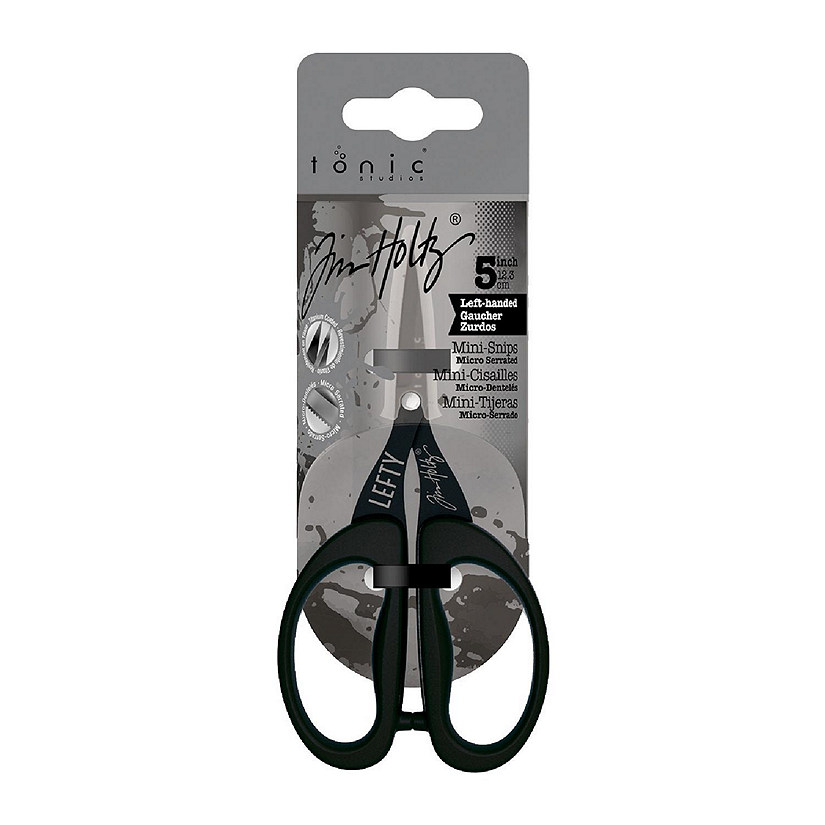 Tim Holtz Non-Stick Titanium Micro Serrated Mini Snips 5"-Left-Handed Image