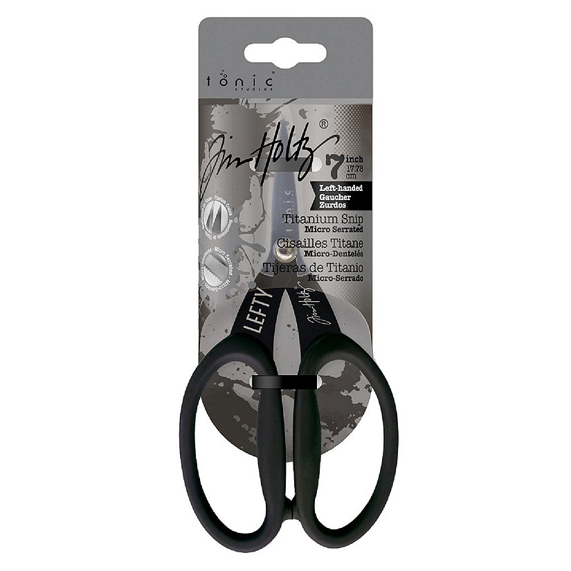 Tim Holtz Non-Stick Titanium Micro Serrated Scissors 7"-Left-Handed Image