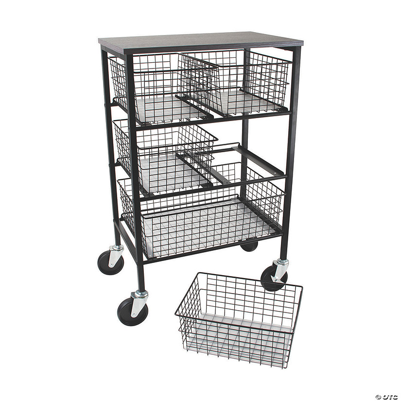 Tim Holtz Rolling Utility Wire Basket Storage Cart with 5 Drawers