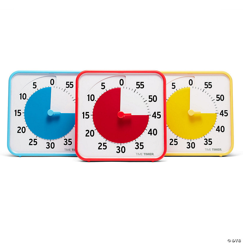 Time Timer Original 8" Timer - Learning Center Classroom Set, Primary Colors, Set of 3 Image