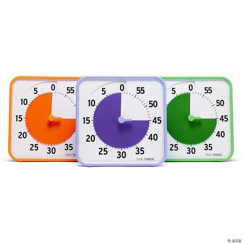 Time Timer Original 8" Timer - Learning Center Classroom Set, Secondary Colors, Set of 3 Image