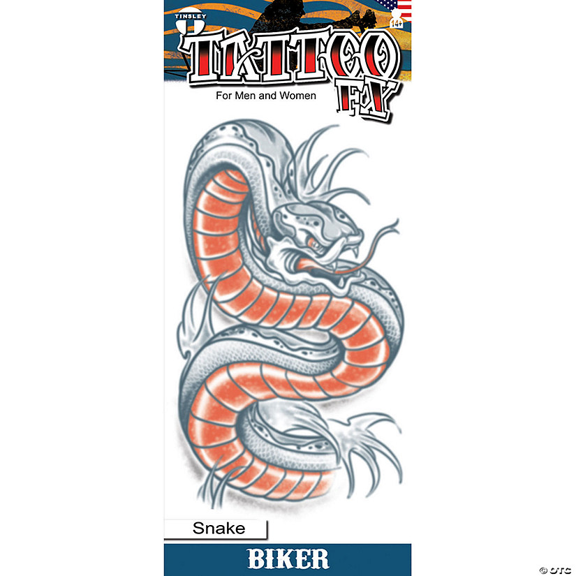 Tinsley Transfers Biker Snake Temporary Tattoo Image