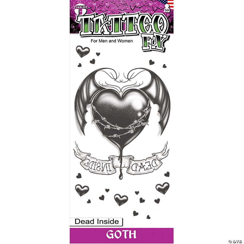 Tinsley Transfers Goth Dead Inside Temporary Tattoo Image