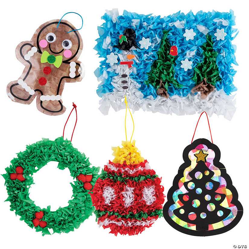 Tissue Paper Christmas Craft Kit for 12 Oriental Trading