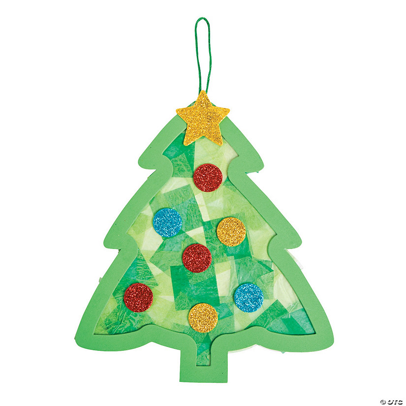 Tissue Paper Christmas Tree Craft Kit- Makes 12 Image