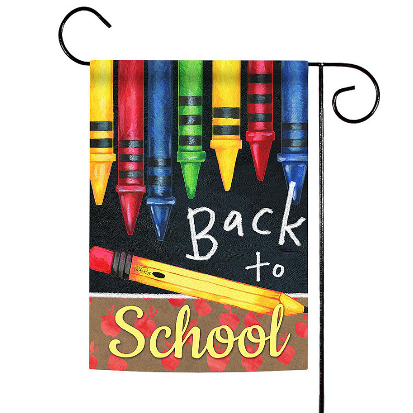 Toland Home Garden 12.5" x 18" Back to School Crayons Garden Flag Image