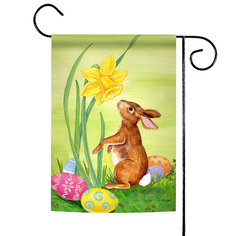 Toland Home Garden 12.5" x 18" Bunny Daffodil Garden Flag Image