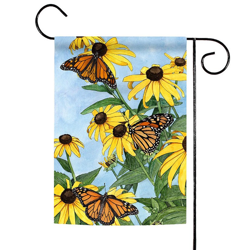 Toland Home Garden 12.5" x 18" Coneflowers and Monarchs Garden Flag Image