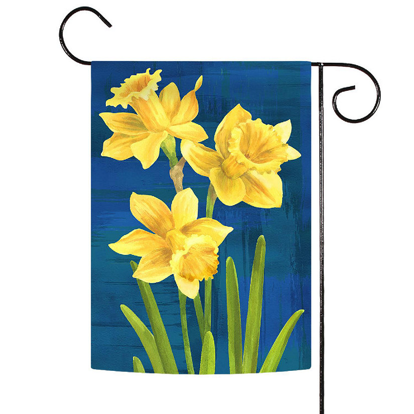 Toland Home Garden 12.5" x 18" Daffodils On Blue Garden Flag Image