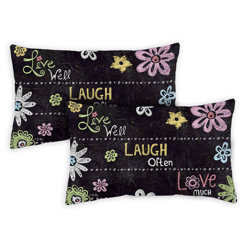 Toland Home Garden 12" x 19" Live Laugh Love Chalkboard 12 x 19 Inch Indoor/Outdoor Pillow Case Image