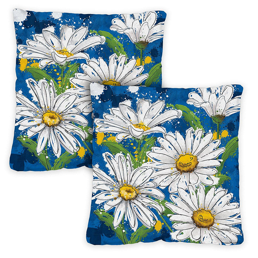 Toland Home Garden 18" x 18" Painted Daisies 18 x 18 Inch Indoor/Outdoor Pillow Case Image