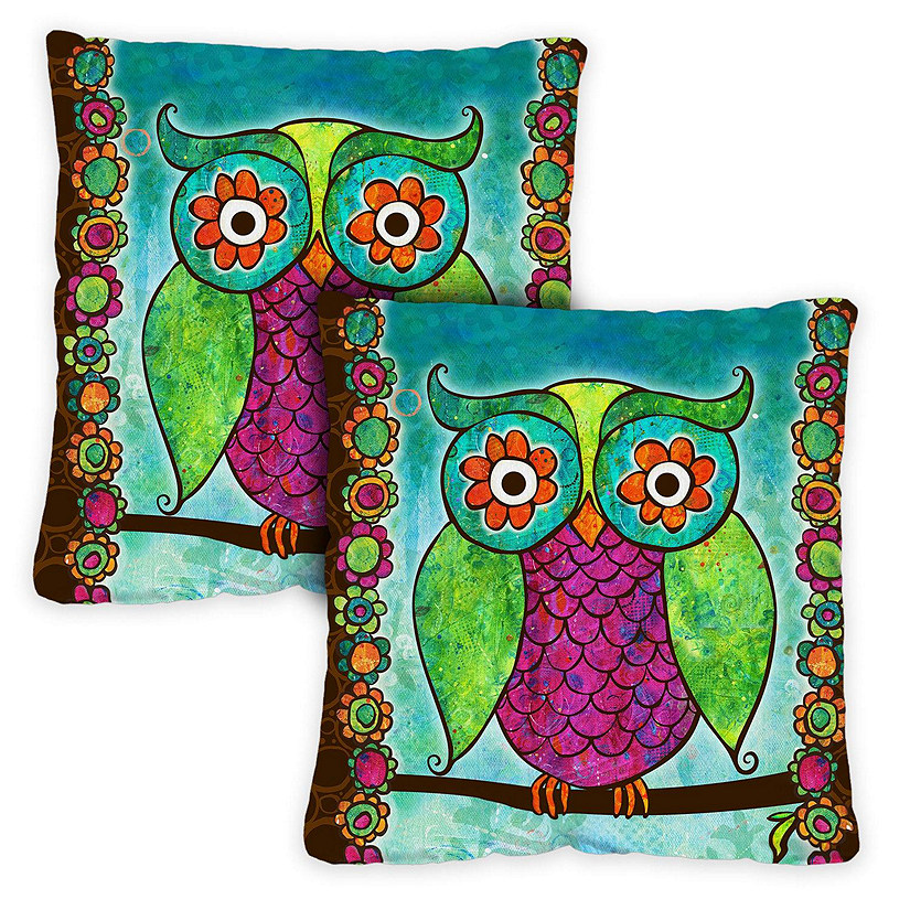 Toland Home Garden 18" x 18" Rainbow Owl 18 x 18 Inch Indoor/Outdoor Pillow Case Image
