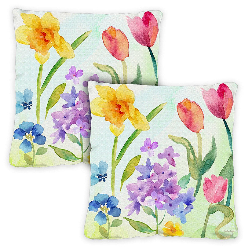 Toland Home Garden 18" x 18" Spring Watercolors 18 x 18 Inch Indoor/Outdoor Pillow Case Image