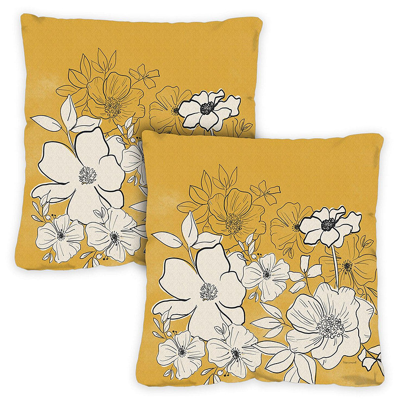 Toland Home Garden 18" x 18" Yellow Modern Flowers 18 x 18 Inch Indoor/Outdoor Pillow Case Image