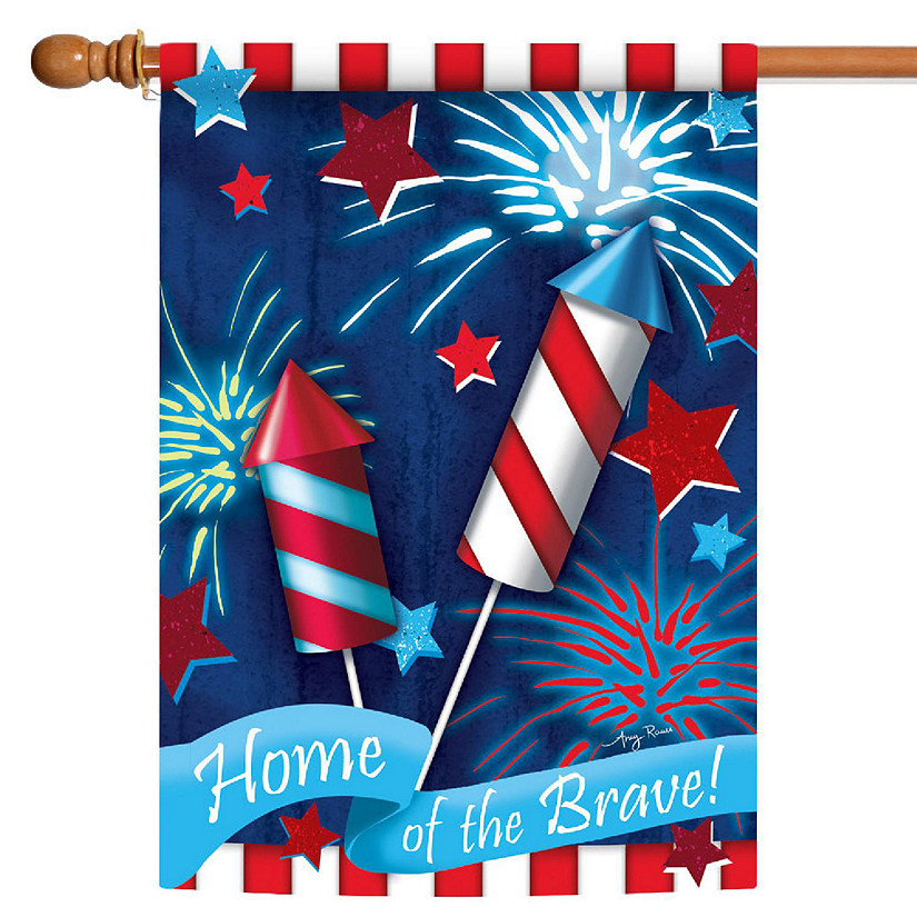 Toland Home Garden 28" x 40" Home Of The Brave House Flag Image