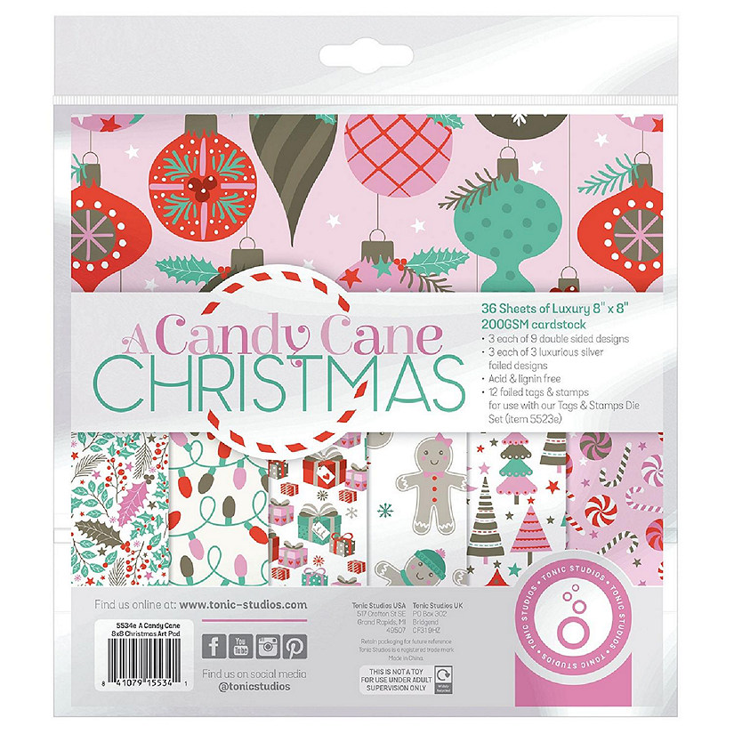 Tonic Studios Art Pad 8"X8"-A Candy Cane Christmas Image
