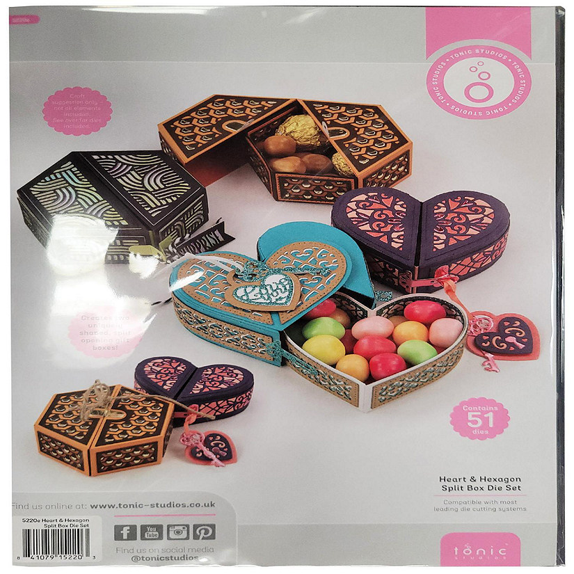 Tonic Studios Die Set-Heart &amp; Hexagon Split Box Image