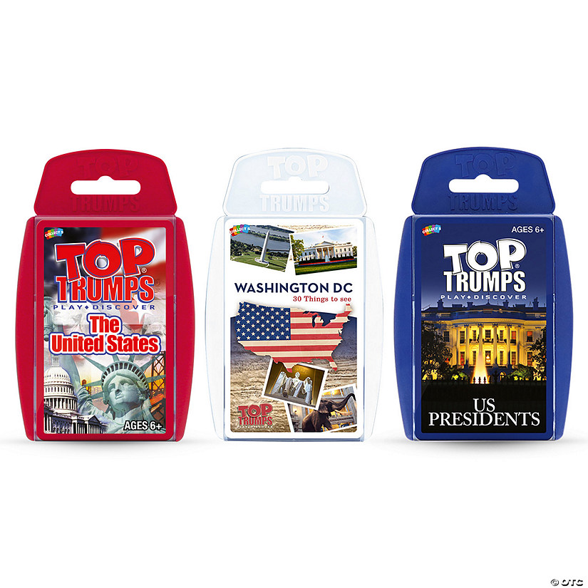 Top Trumps 3-Game Bundle, Red, White, Blue, US States, US Presidents Washington DC Image