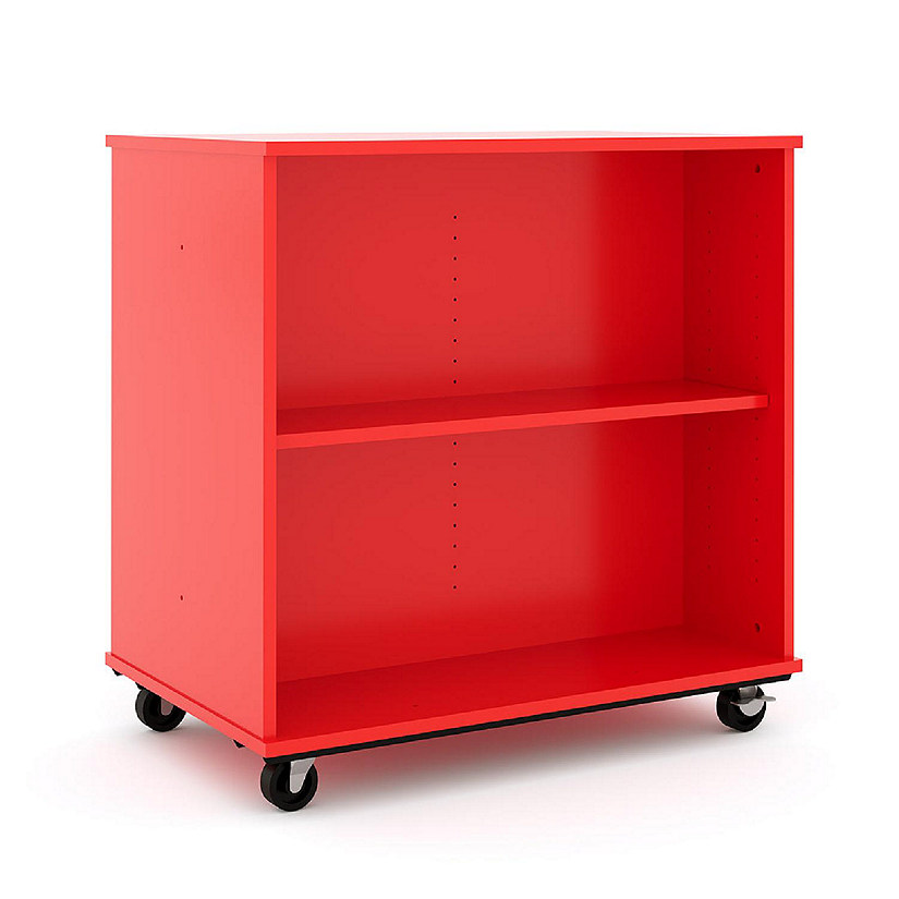 Tot Mate Open Double Sided Mobile Storage Locker, Fully Assembled Classroom Bookshelf, 36 in. W x 23 in. D x 36 in. H, (Red) Image