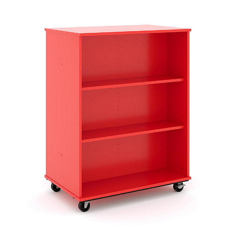 Tot Mate Open Double Sided Mobile Storage Locker, Fully Assembled Classroom Bookshelf, 36 in. W x 23 in. D x 48 in. H, (Red) Image