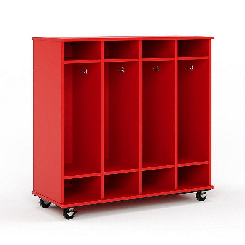 Tot Mate Open Mobile Storage Locker, Fully Assembled Classroom Bookshelf, 36 in. W x 23 in. D x 48 in. H, (Red) Image