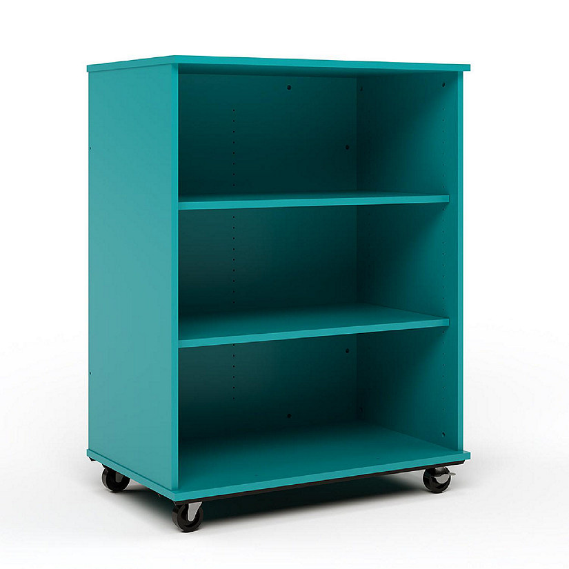 Tot Mate Open Single Sided Mobile Storage Locker, Fully Assembled Classroom Bookshelf, Write-on/Wipe-off Back, 36 in. W x 23 in. D x 48 in. H, (Ocean) Image