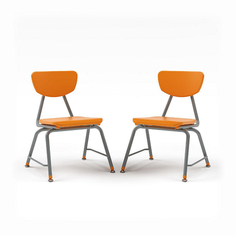 Tot Mate Versa Kids Chairs, Set of 2, Stackable, Childrens Chair Fourth to Sixth Grade Classroom Seating for School (16" Seat Height, Orange) Image