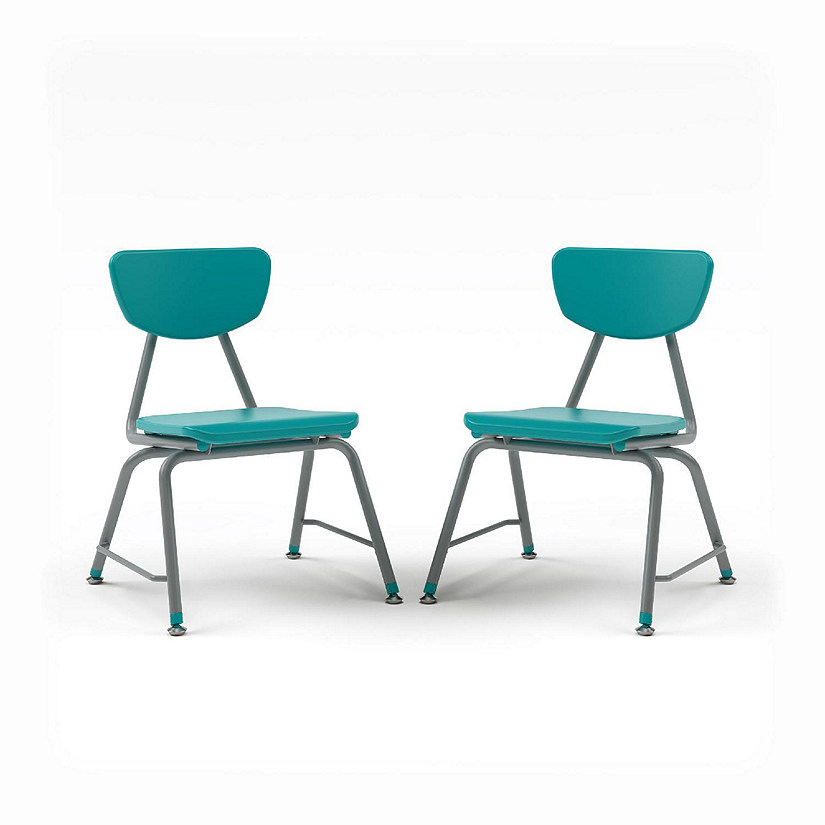 Tot Mate Versa Kids Chairs, Set of 2, Stackable, Childrens Chair Fourth to Sixth Grade Classroom Seating for School (16" Seat Height, Turquoise) Image