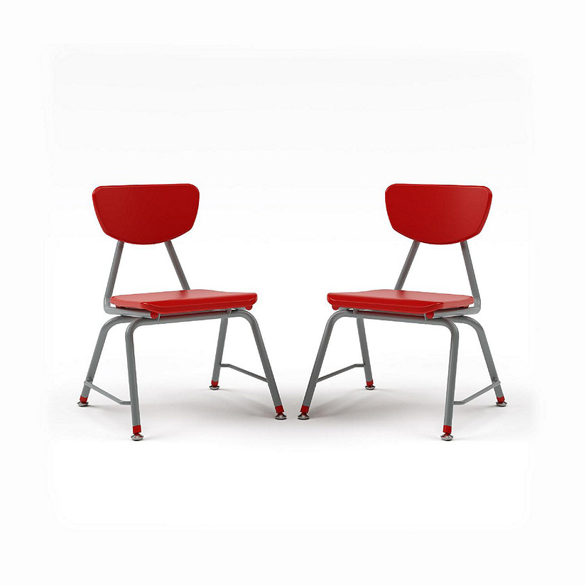 Tot Mate Versa Kids Chairs, Set of 2, Stackable, Childrens Chair Kindergarten to Third Grade Classroom Seating for School (14" Seat Height, Red) Image