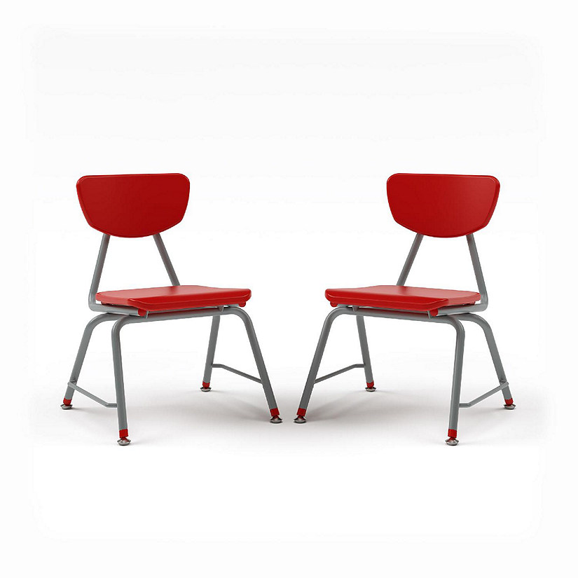 Tot Mate Versa Kids Chairs, Set of 2, Stackable, Student Chair Classroom Seating for School, Office, Dorms, Reception, Waiting Rooms (18" Seat Height, Red) Image
